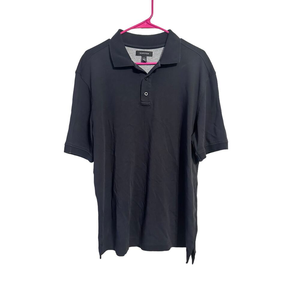 Nordstrom Men's Black Short Sleeve Polo Shirt Size Large 100% Cotton
